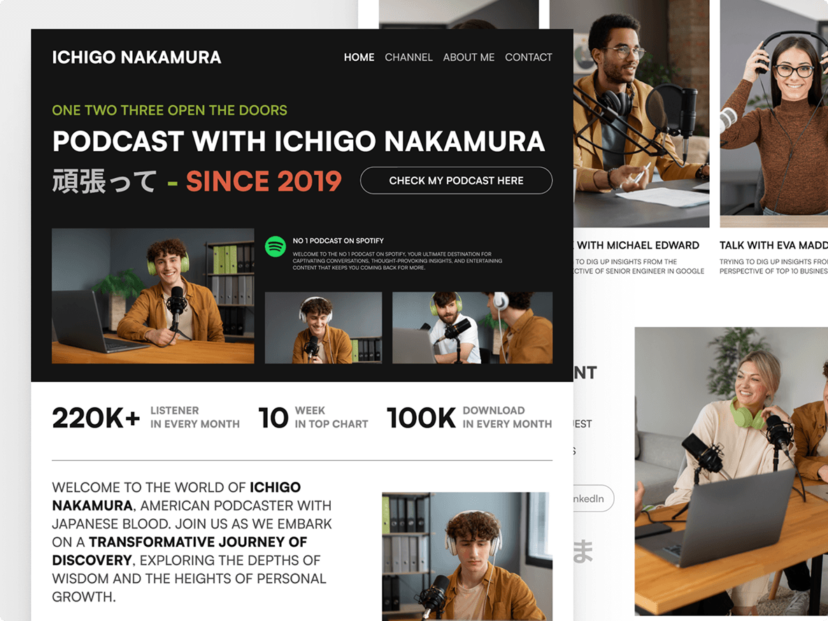 Podcast landing page mockup